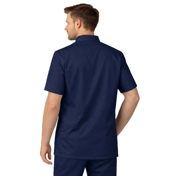 Bluza medyczna męska ze stójką granatowa krótki rękaw roz.3XL